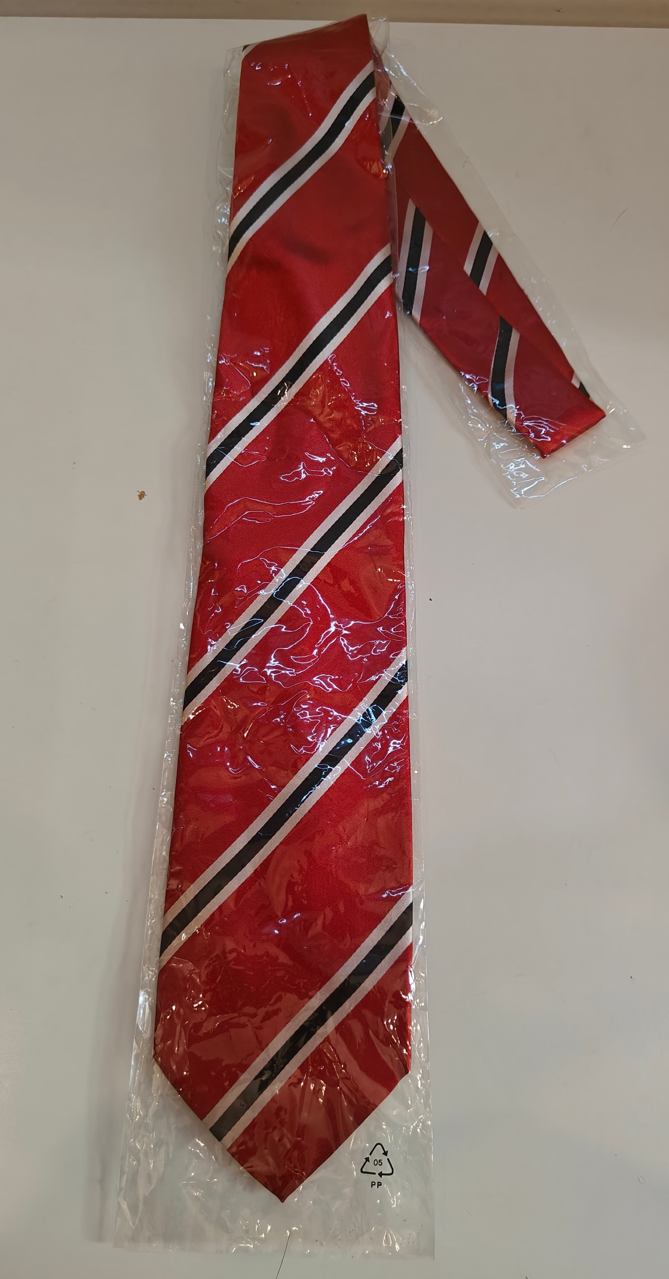 Maltapost Red Striped Tie – Black & White Diagonal Stripe – New in Package