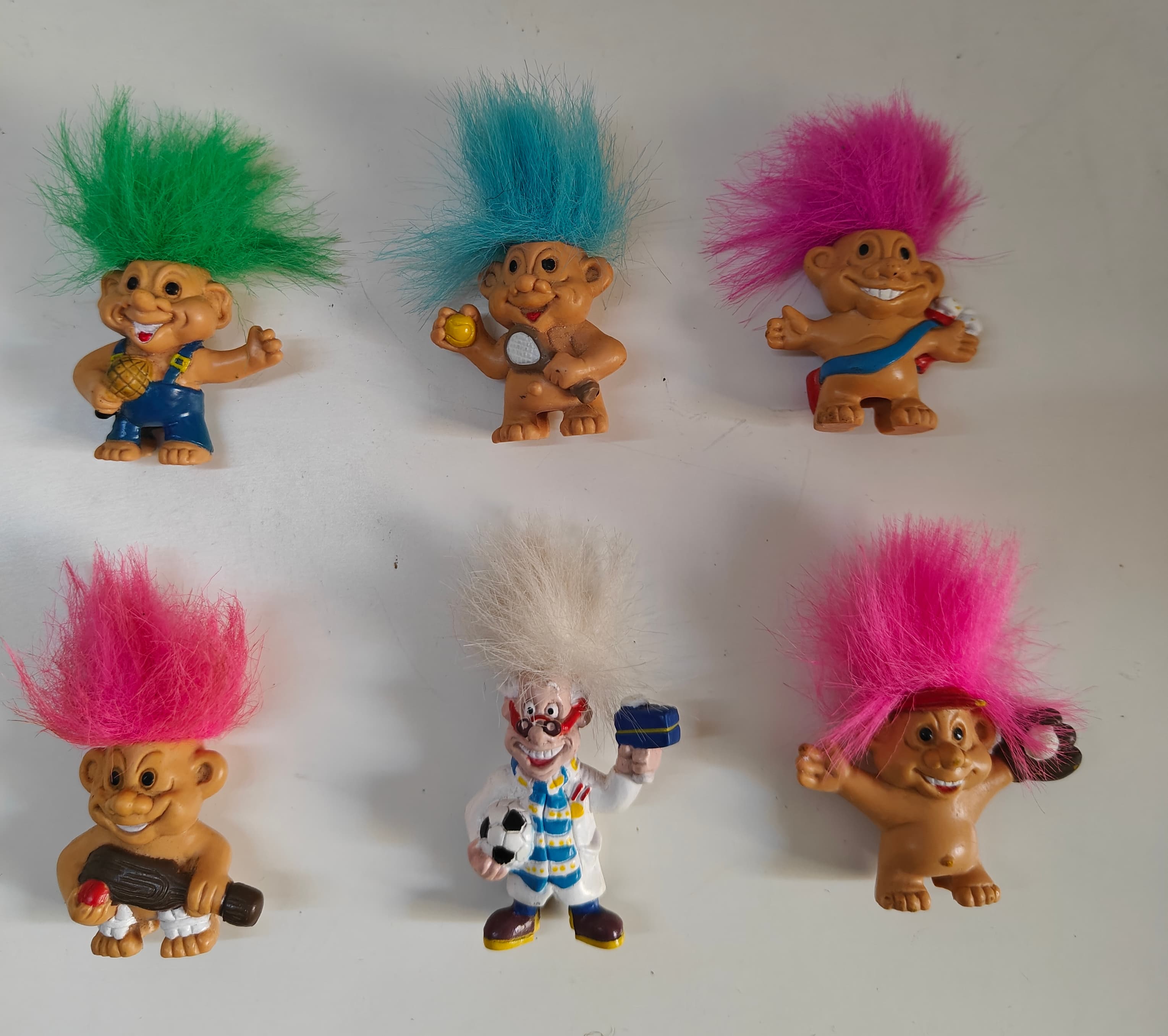 Vintage 1990s Weetos Troll Pencil Toppers - Set of 6 Inc. Professor Weeto