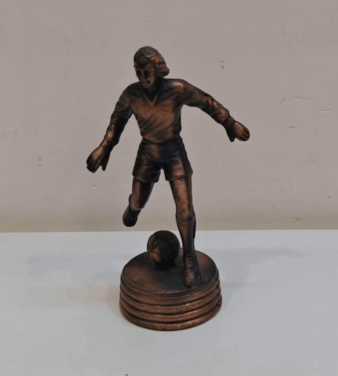 Vintage Die-Cast Miniature 3.5" Copper Football Soccer Player Sharpener
