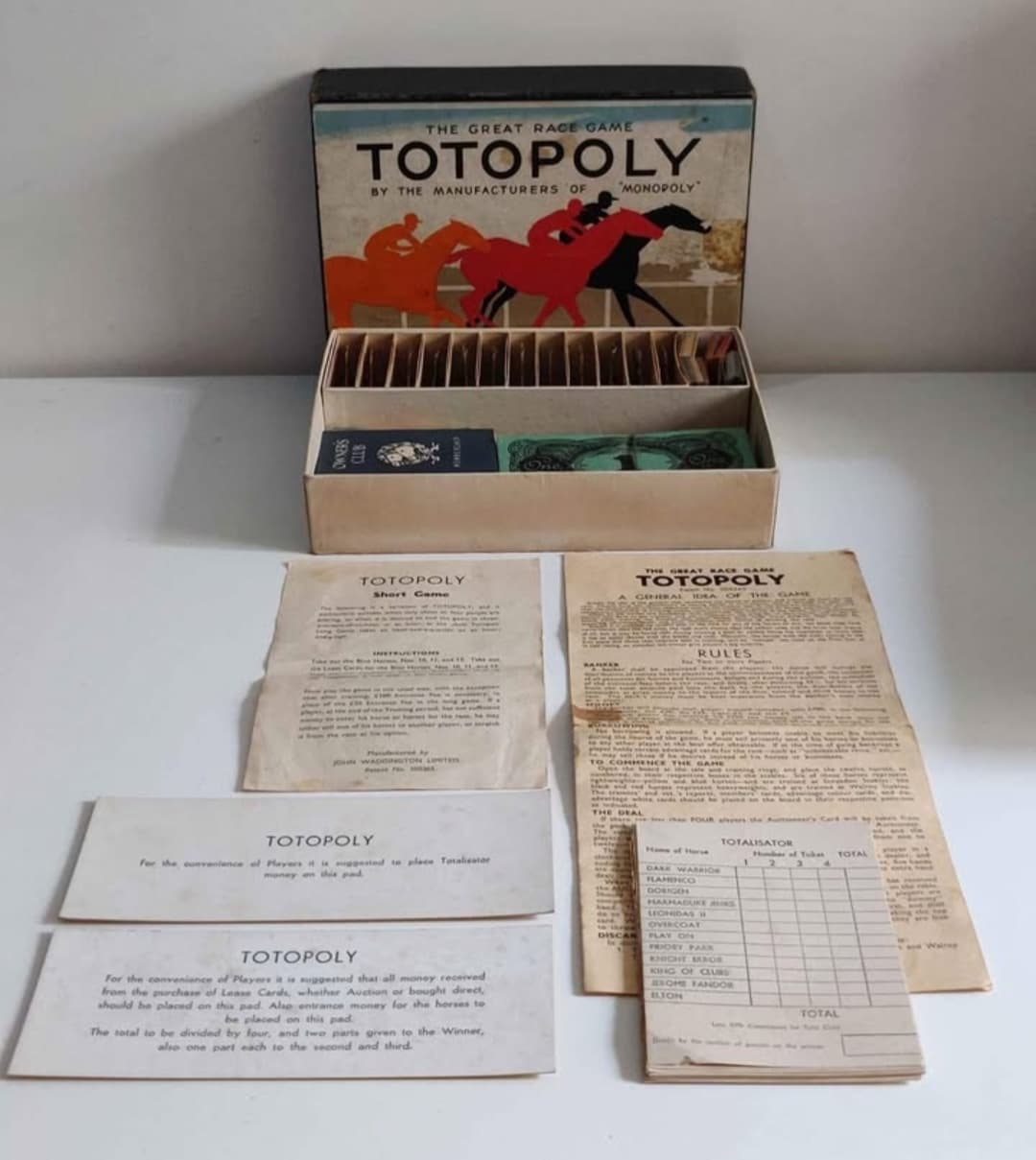 1940s Totopoly Horse Racing Game (Missing Board)