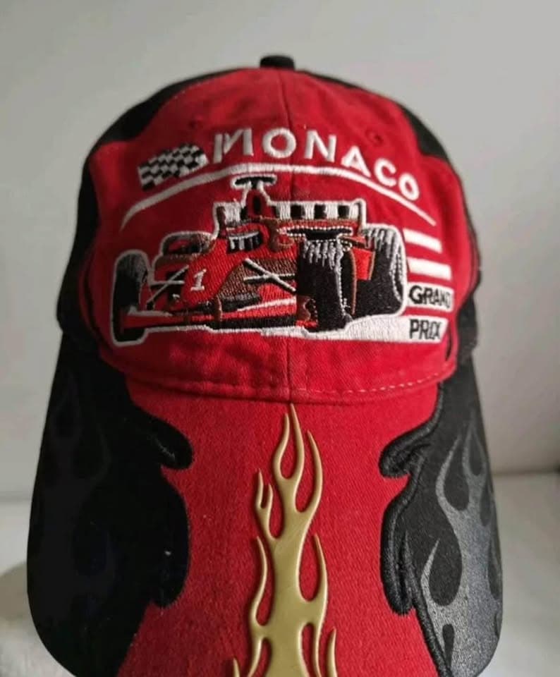Vintage Monaco Formula 1 Grand Prix Flame Pattern Adjustable Hat