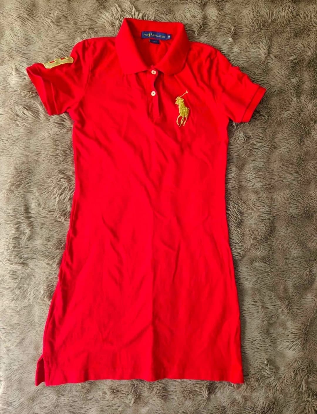 POLO Ralph Lauren Red Dress Slim Fit Size Medium 100% Cotton