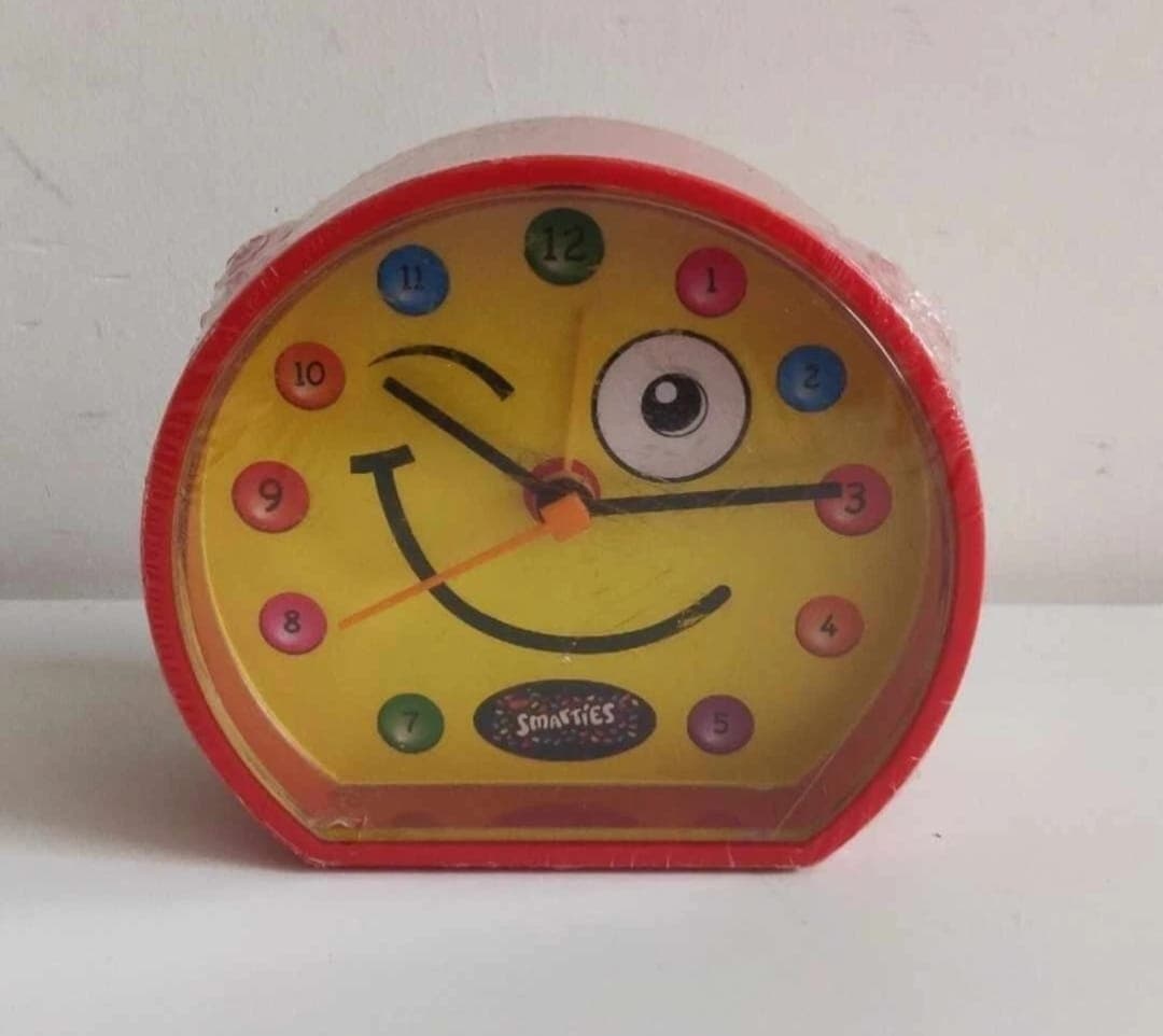 Smarties Face Small Alarm Clock NEW SEALED