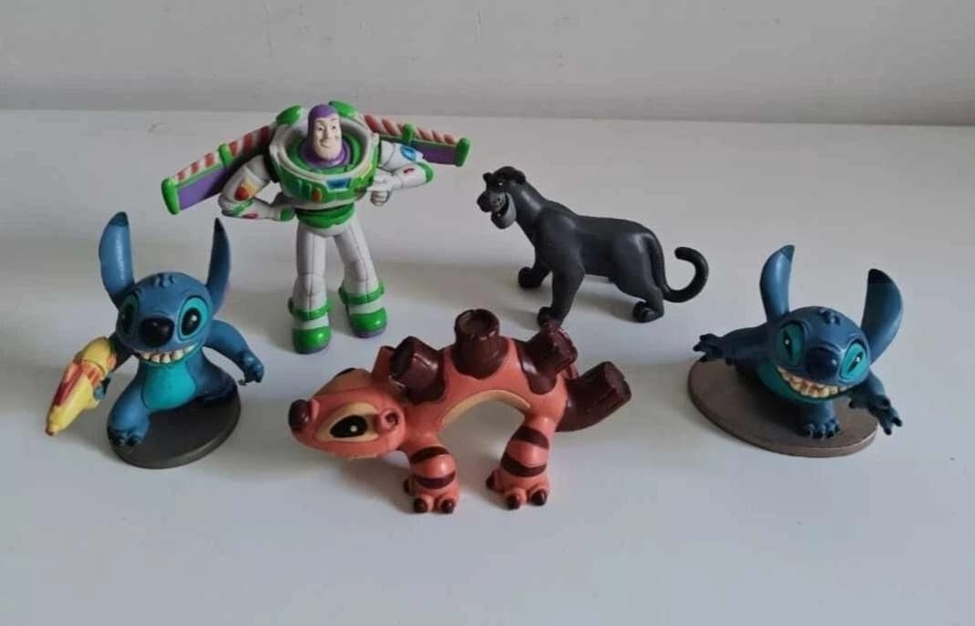 Disney Stitch x3, Buzz Lightyear & Baghera Mini Figures