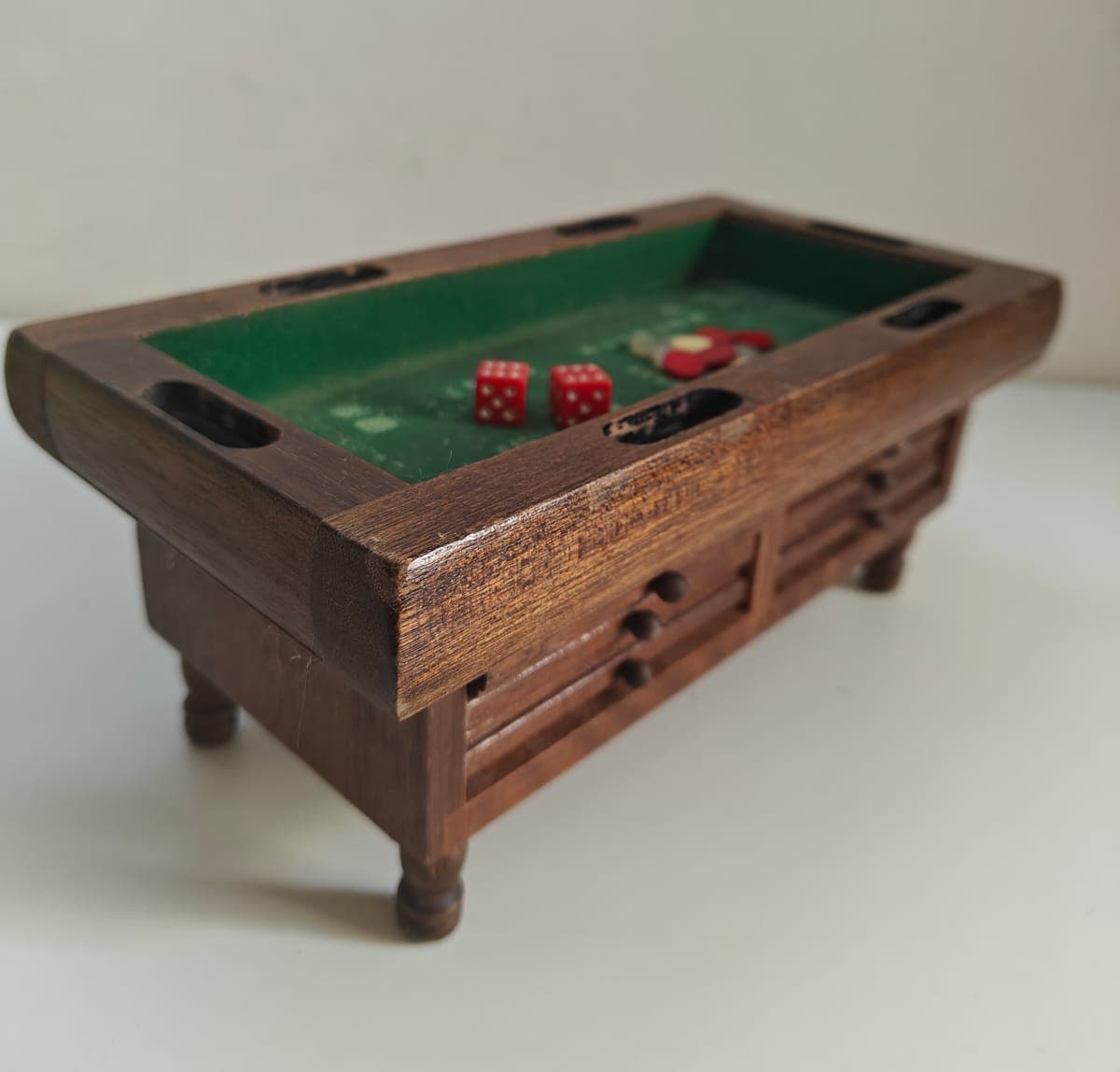 Vintage 1972 Canoga Dice Game Craps Game Executive Wood Desk Set with Coasters