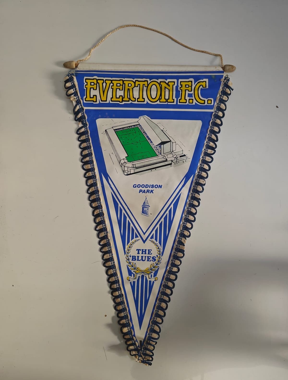 Vintage Everton FC Pennant 1970s Goodison Park Football Memorabilia The Blues Rare