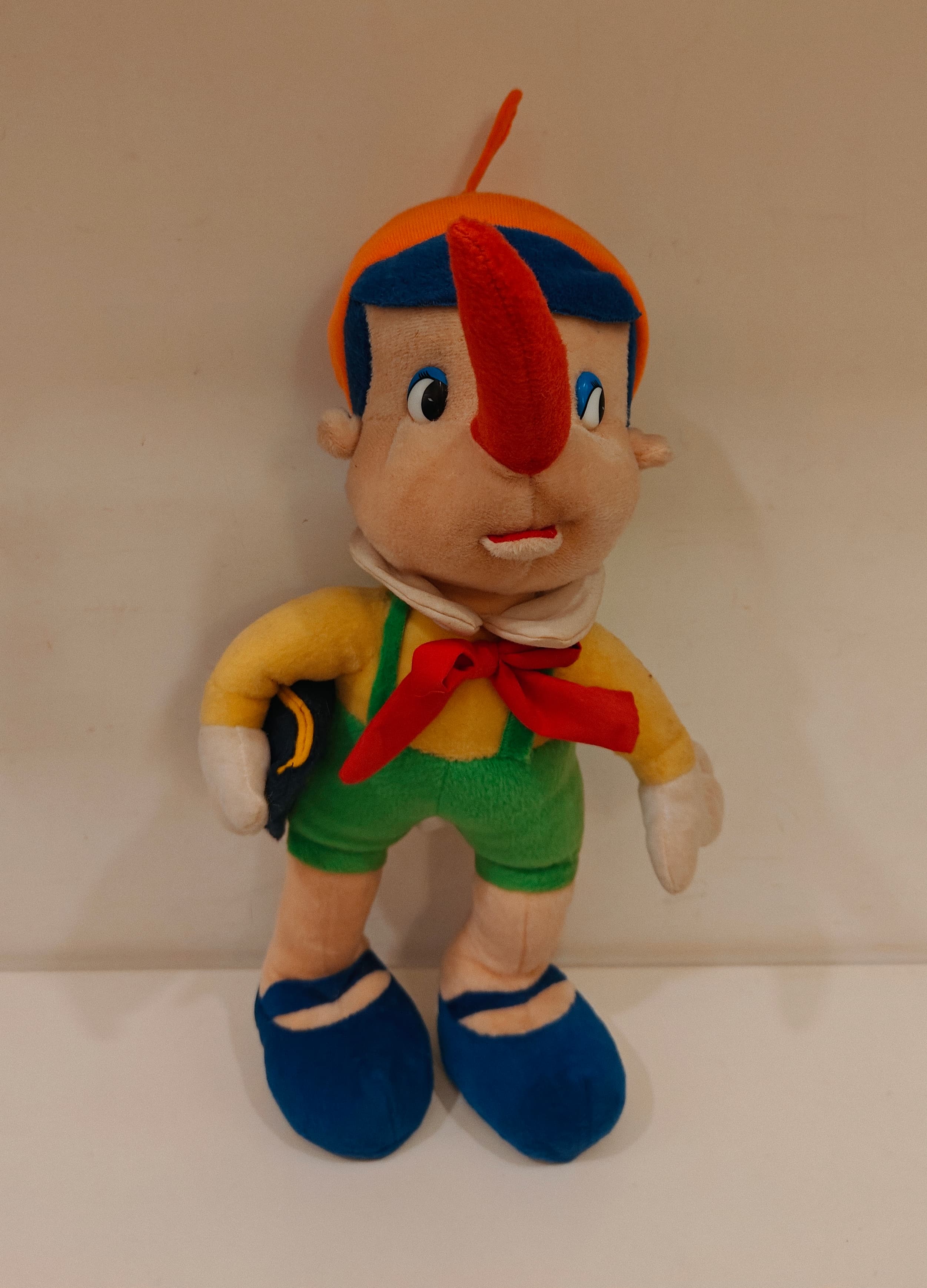 Vintage KDS Pinocchio Plush Stuffed Toy 14" Soft Character Doll Long Red Nose