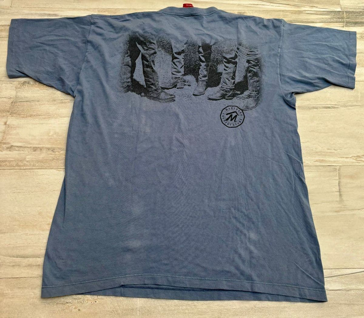 VTG 90s Marlboro Country Store Cowboy Boots Pocket T Shirt Adult One Size Faded Blue USA Promo