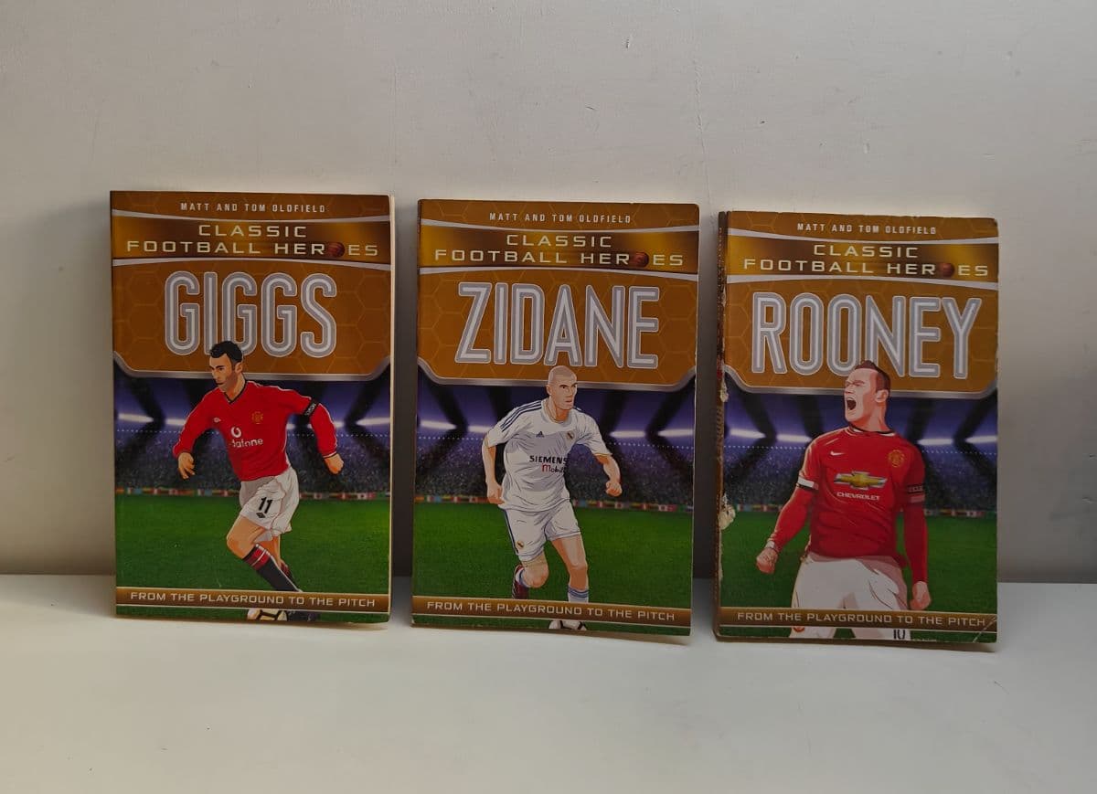 3x Classic Football Heroes Books Giggs Zidane Rooney Football Soccer Biography Lot