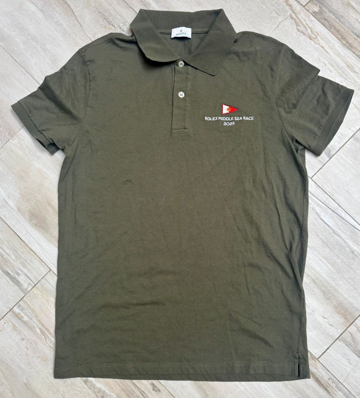 Rolex Middle Sea Race 2025 Polo Shirt Army Green Size Medium