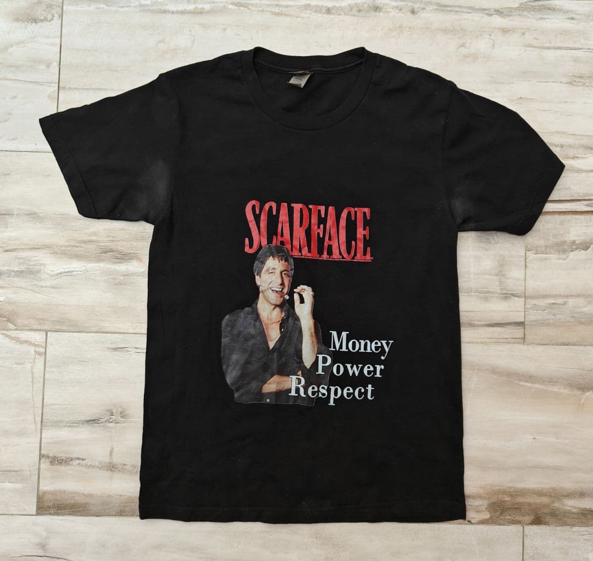 Scarface Shirt Mens Small Black Money Power Respect Tony Montana Al Pacino Gildan
