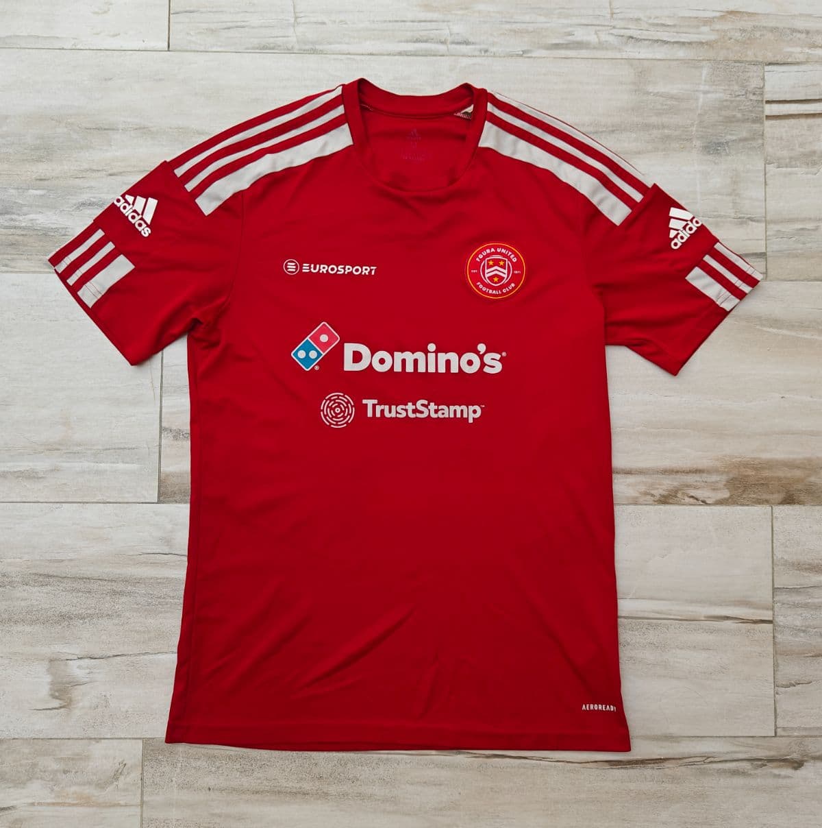 Fgura United FC Malta Red Adidas Football Shirt Soccer Jersey Domino's Size Medium