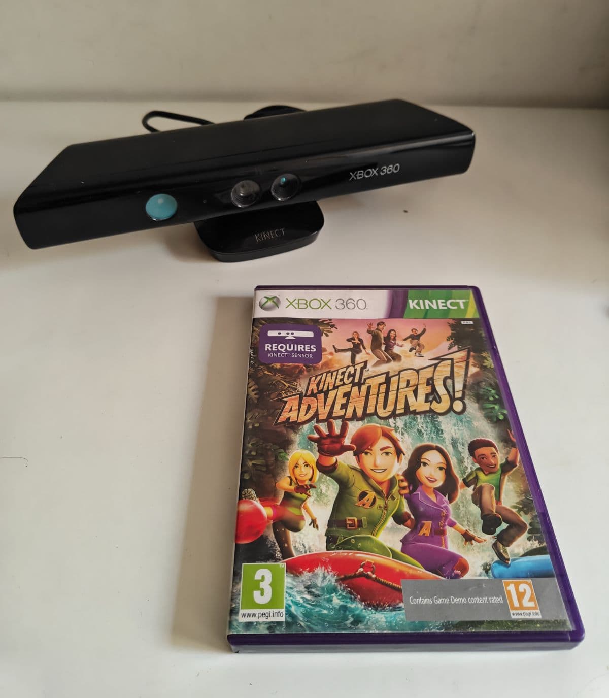Official Xbox 360 Kinect Sensor Bar + Kinect Adventures Game