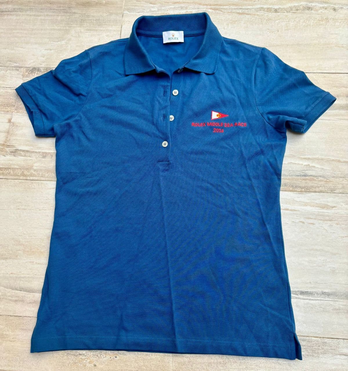 Rolex Middle Sea Race 2014 Polo Shirt Womens Blue Yachting Sailing Event Logo Medium