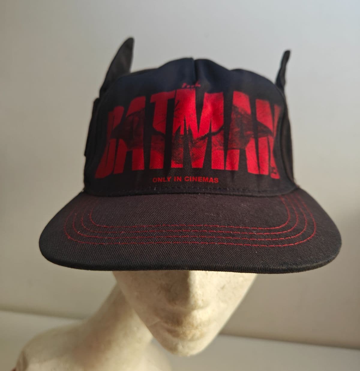 The Batman Movie 2022 Promo Hat Snapback With Bat Ears Red Logo Only In Cinemas