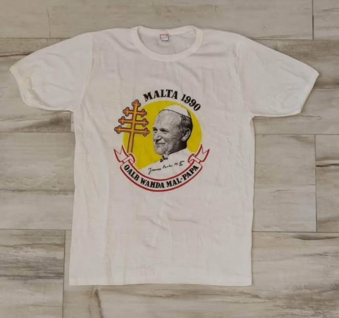 Vintage Malta 1990 Pope John Paul II Shirt Medium