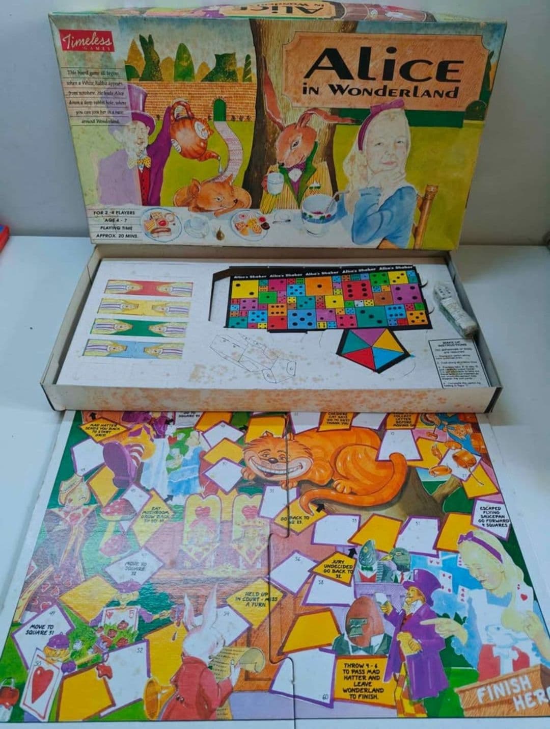 Rare Vintage Alice In Wonderland Board Game Complete 1989 Timeless Games