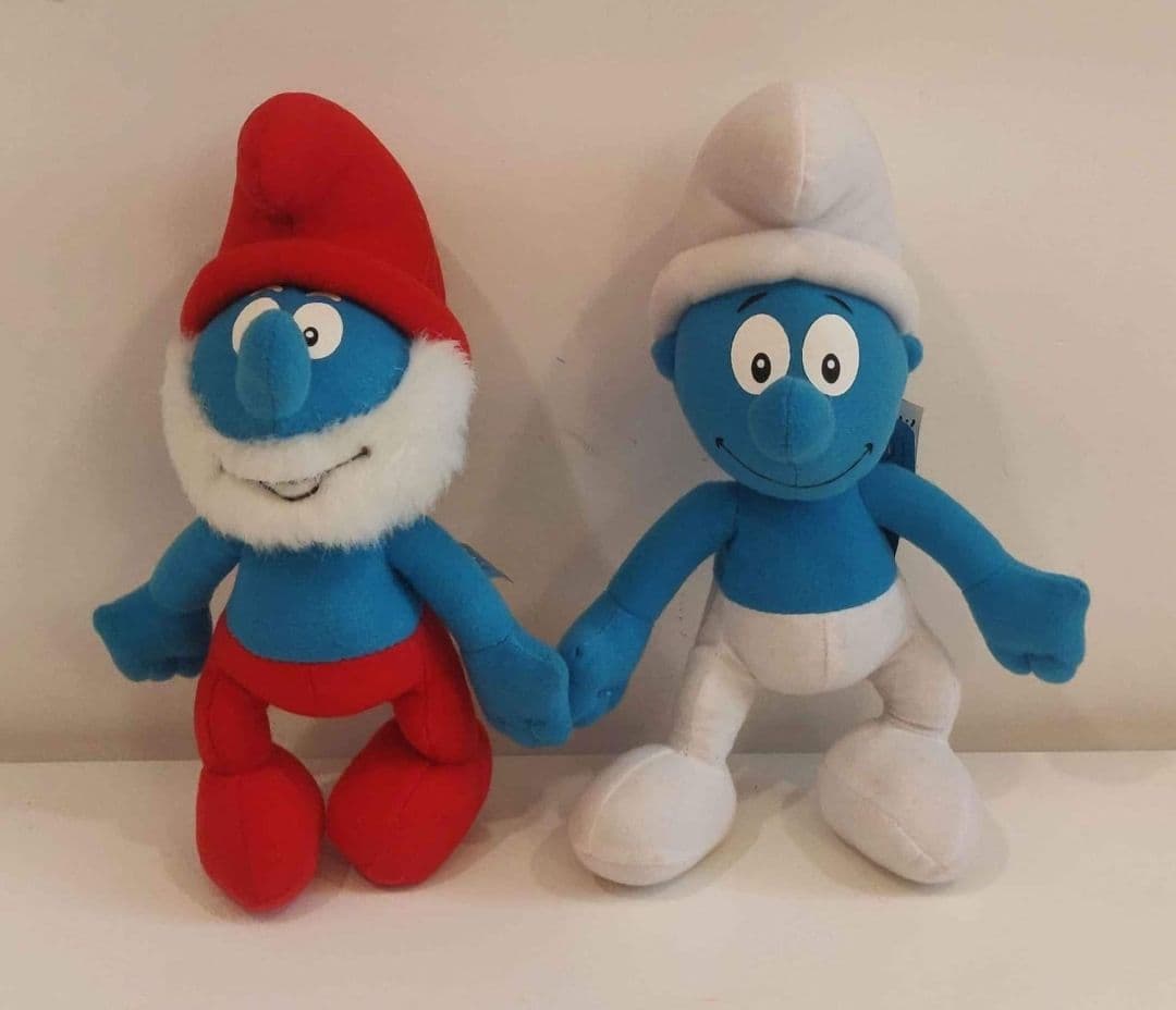 The Smurfs 2011 Papa Smurf & Smurf 10" Plush Toys Lot of 2