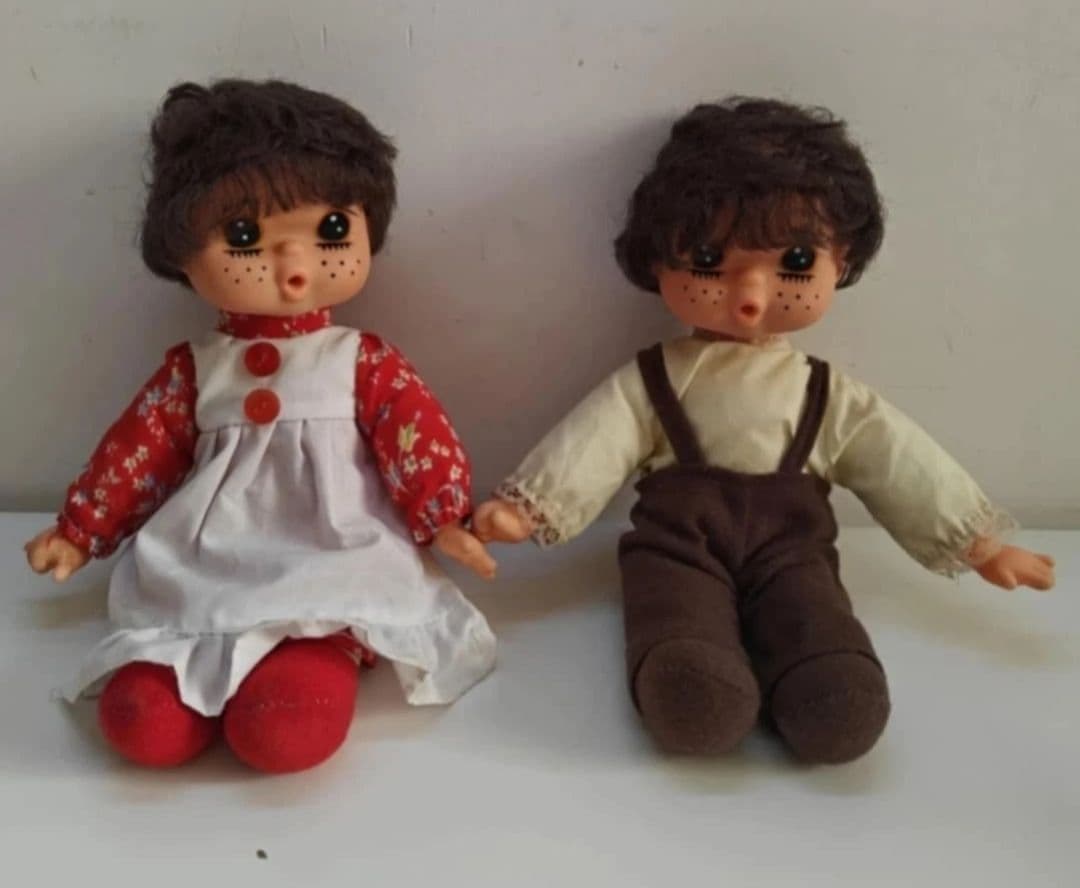 Vintage 1970s Anime 9" Dolls Boy & Girl Sucking Thumb