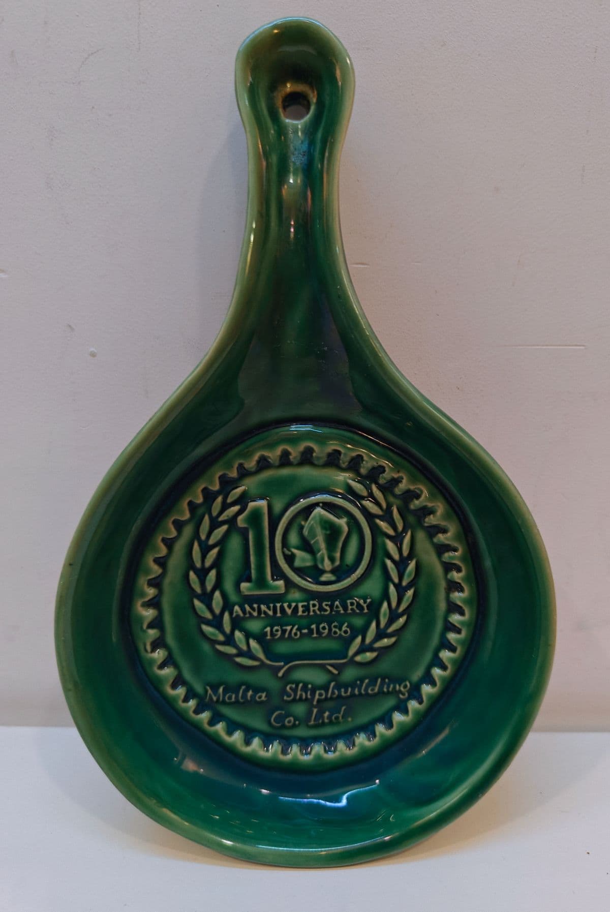 Vintage Malta Shipbuilding Ceramic Spoon Rest (10th Anniversary 1976-1986)