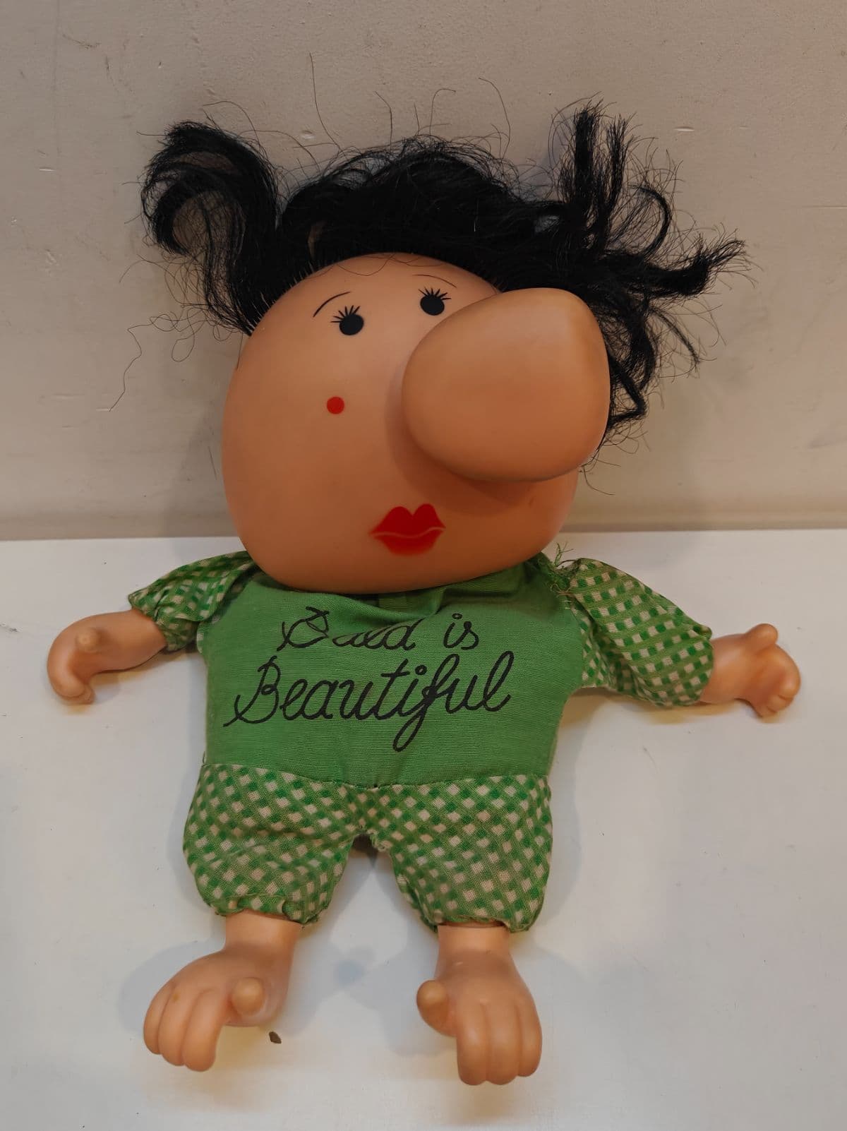 Vintage 80s El Greco Mou Sou Tou Patatas Plush Doll 10" Bald Is Beautiful Greek