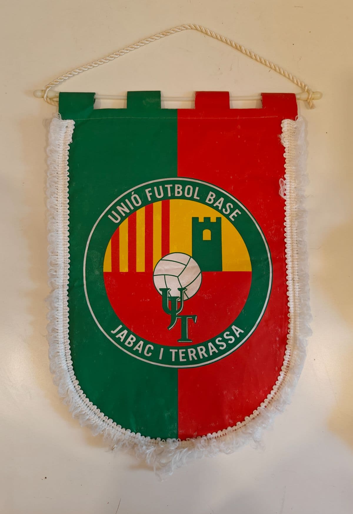 Vintage UFB Jàbac i Terrassa Spanish Football Pennant Flag Catalonia 9.5x13"