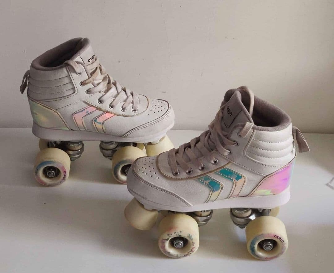 OXELO 100 JR Quad Roller Skates - White Holographic Size 33