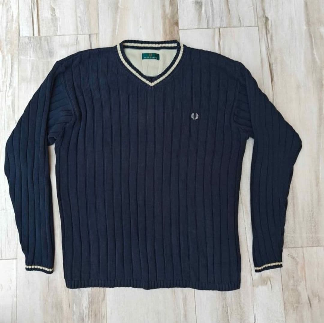 Fred Perry Classic Knit 100% Cotton Sweater Size Large