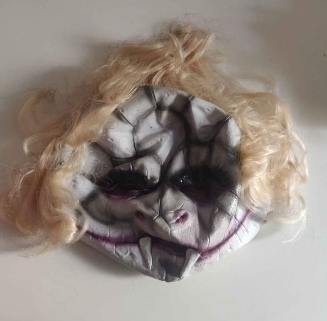 Halloween Scary Two Face Rubber Mask Front and Back