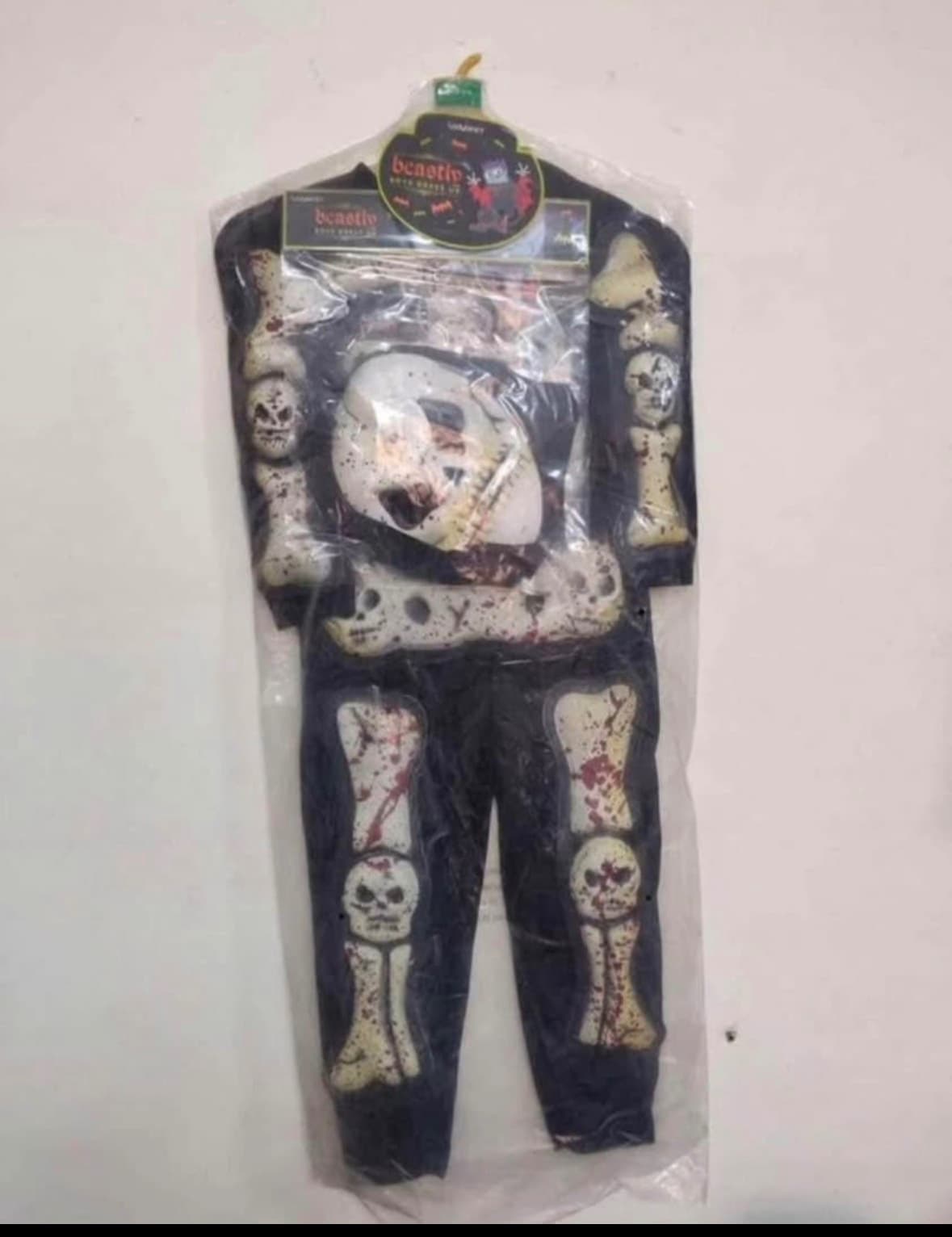 Carnival / Halloween Skeleton Costume with Mask - 3 to 5 years - Brand New with Tags