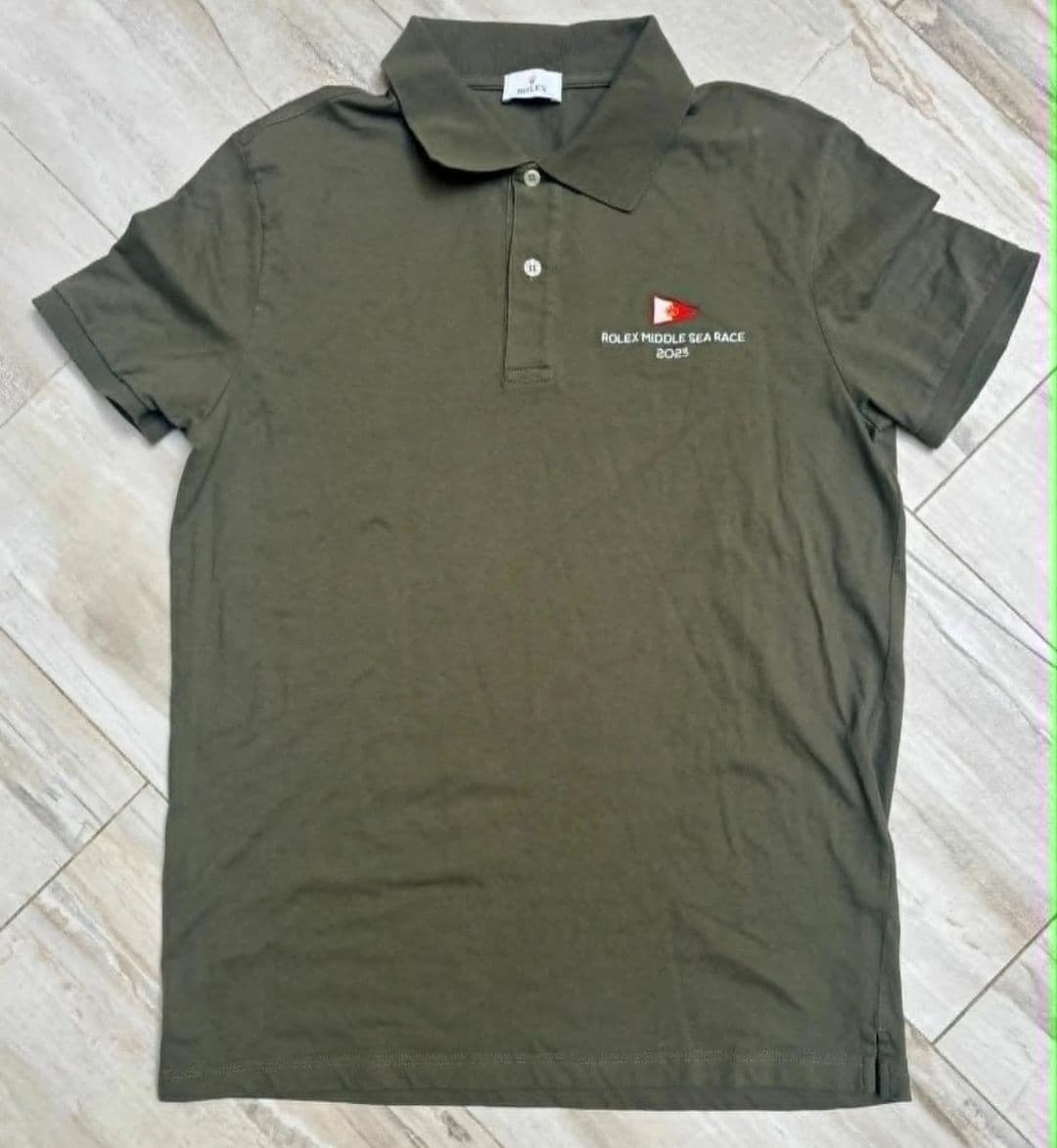 Official 2023 Middle Sea Race Sailing Polo Shirt Army Green Size Medium